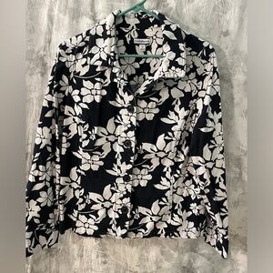 Croft & Barrow navy and white floral, light weight jacket, size medium